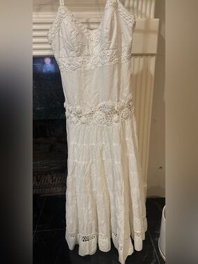 Sue Wong VintageCream Lace-Trim Cotton Chemise